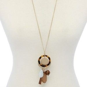 Hammered long teardrop shape acetate ring pendant
